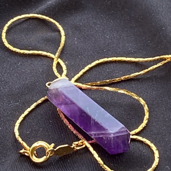 18 KG Gold Necklace with Amethyst Pendant - Picture 4 of 11